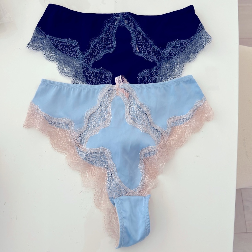 VICTORIAS SECRET Lot of 2 Satin Lace Cheeky Panties size XS